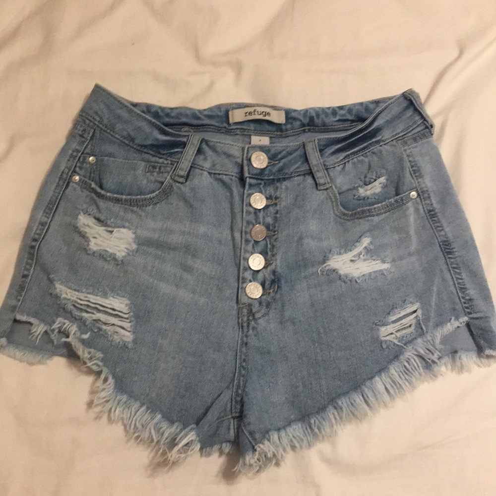 5 button high waisted denim shorts